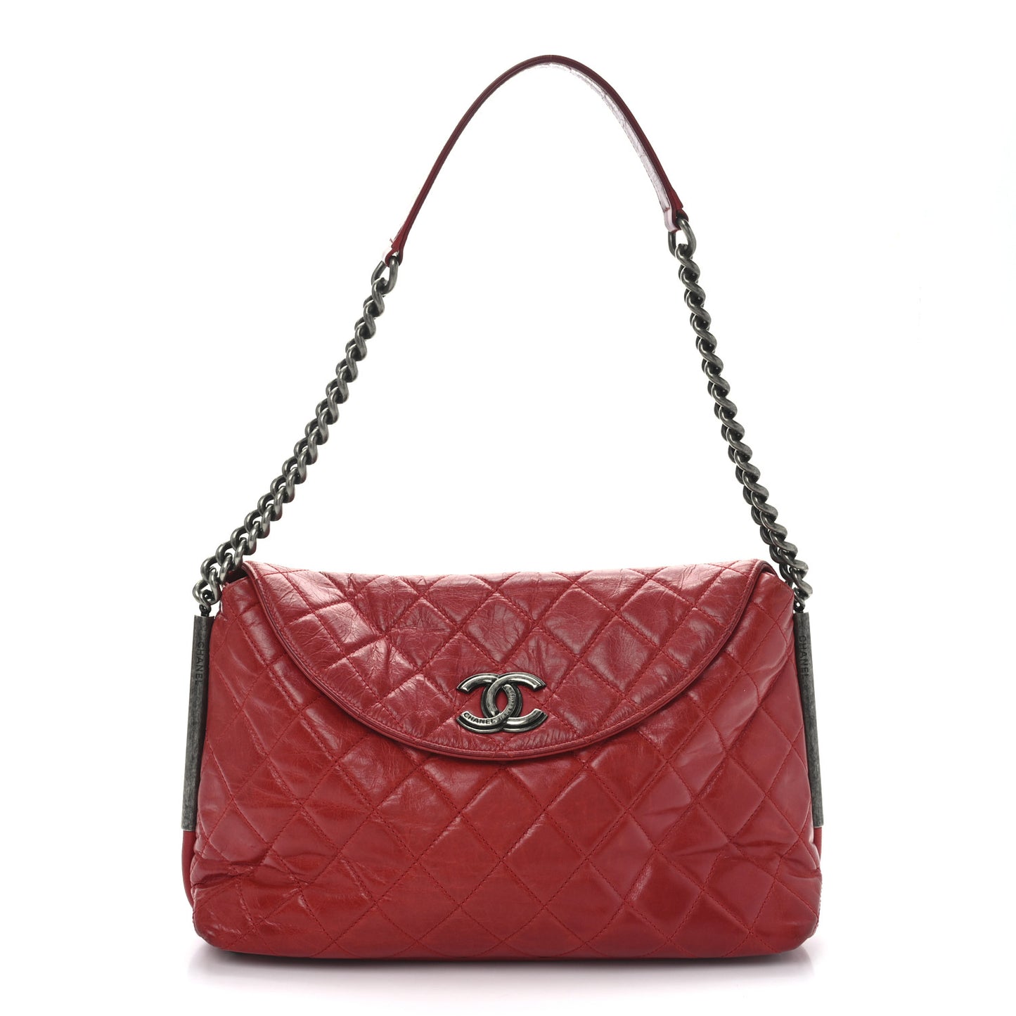 Glazed Calfskin Hobo Red