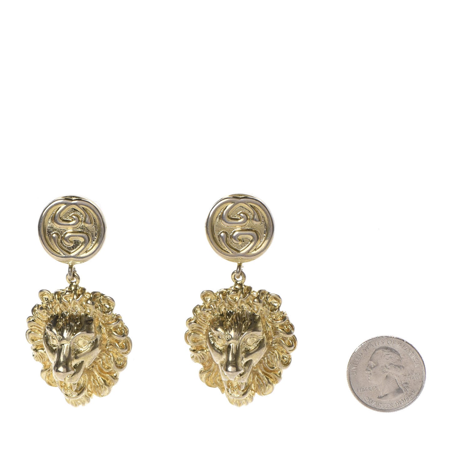 Interlocking GG Lionhead Earrings Gold