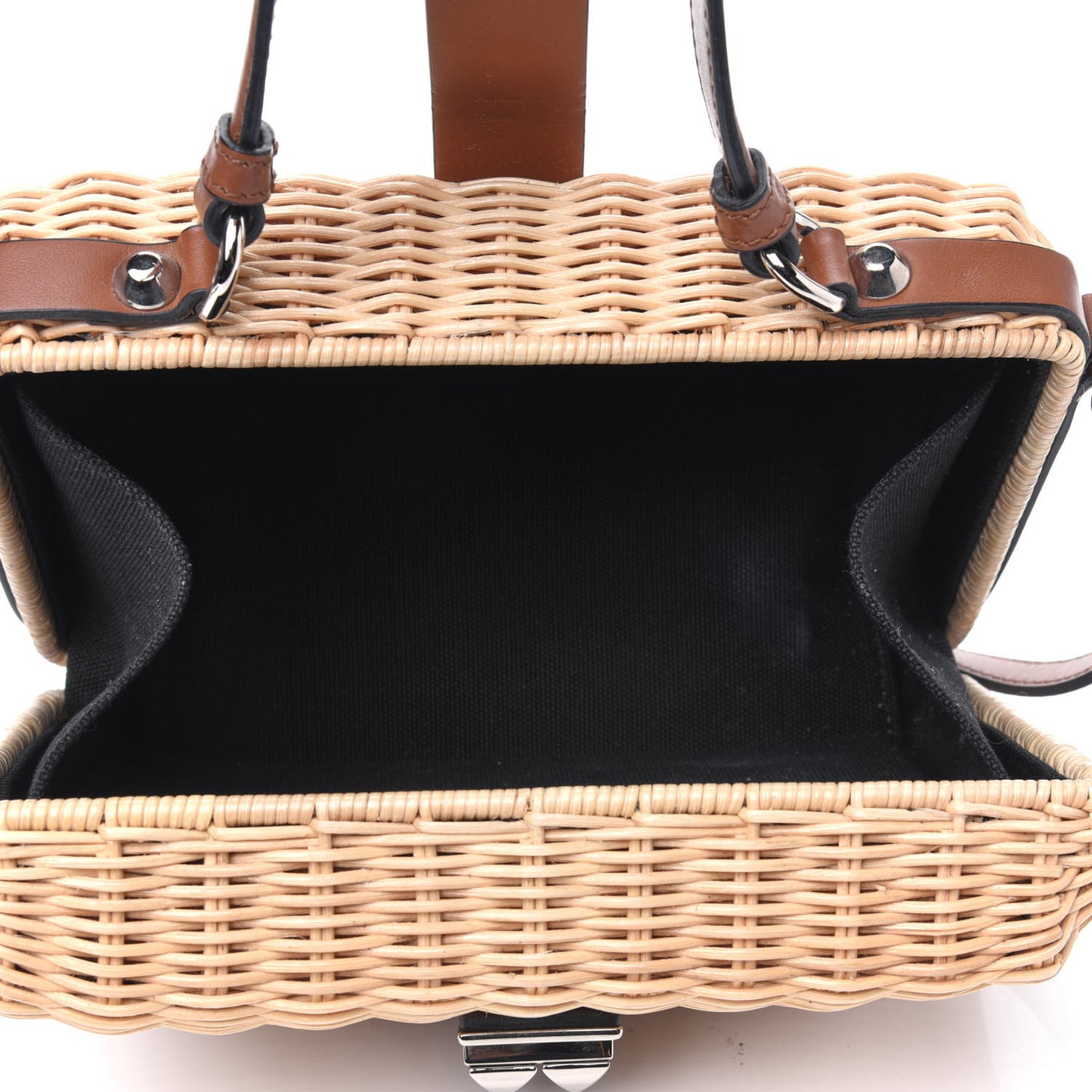 City Calfskin Wicker Elektra Satchel Beige Cognac