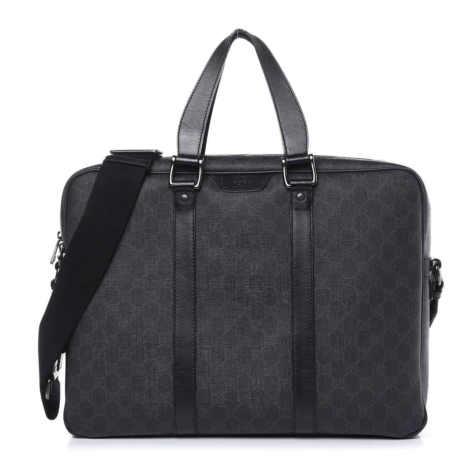 Gucci GG Supreme Monogram Briefcase Black Grey 1 of 15