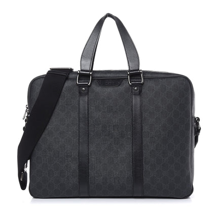 Gucci GG Supreme Monogram Briefcase Black Grey 1 of 15