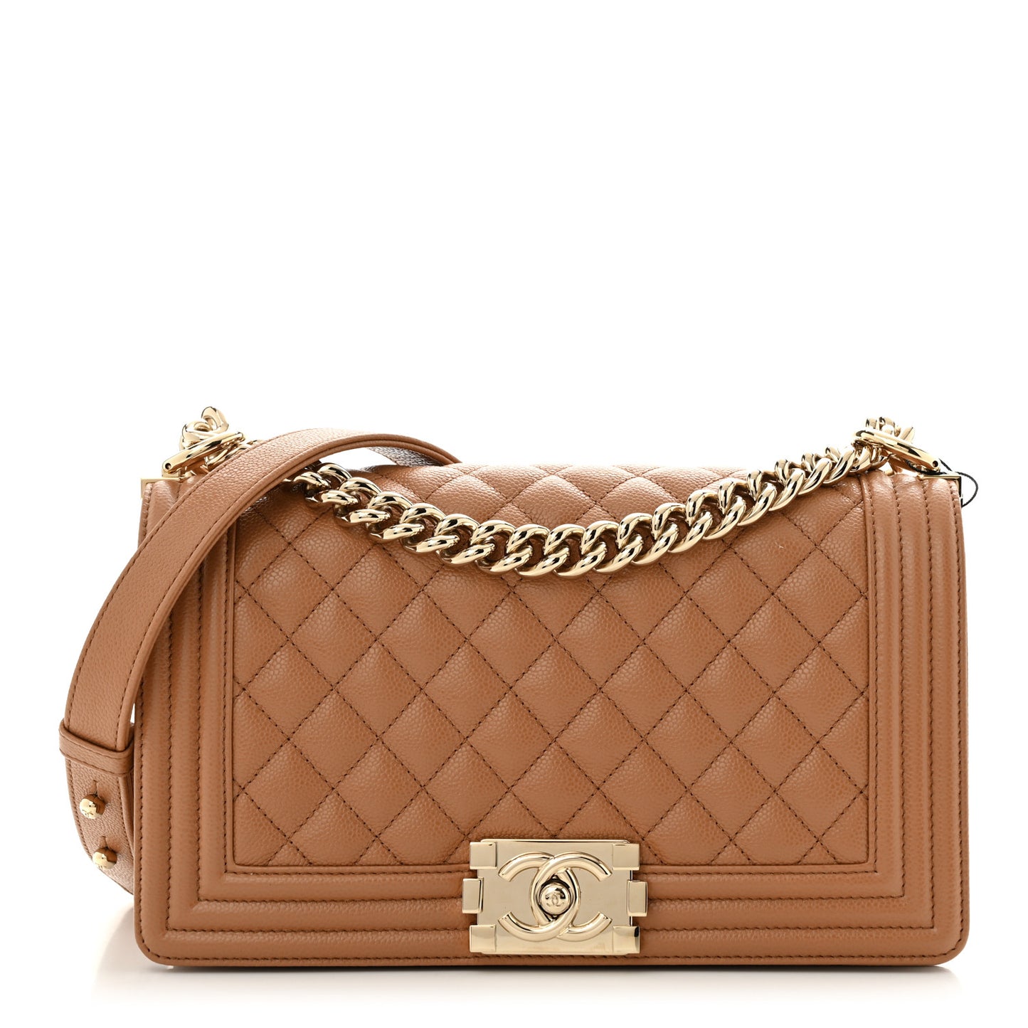 Caviar Quilted Medium Boy Flap Brown