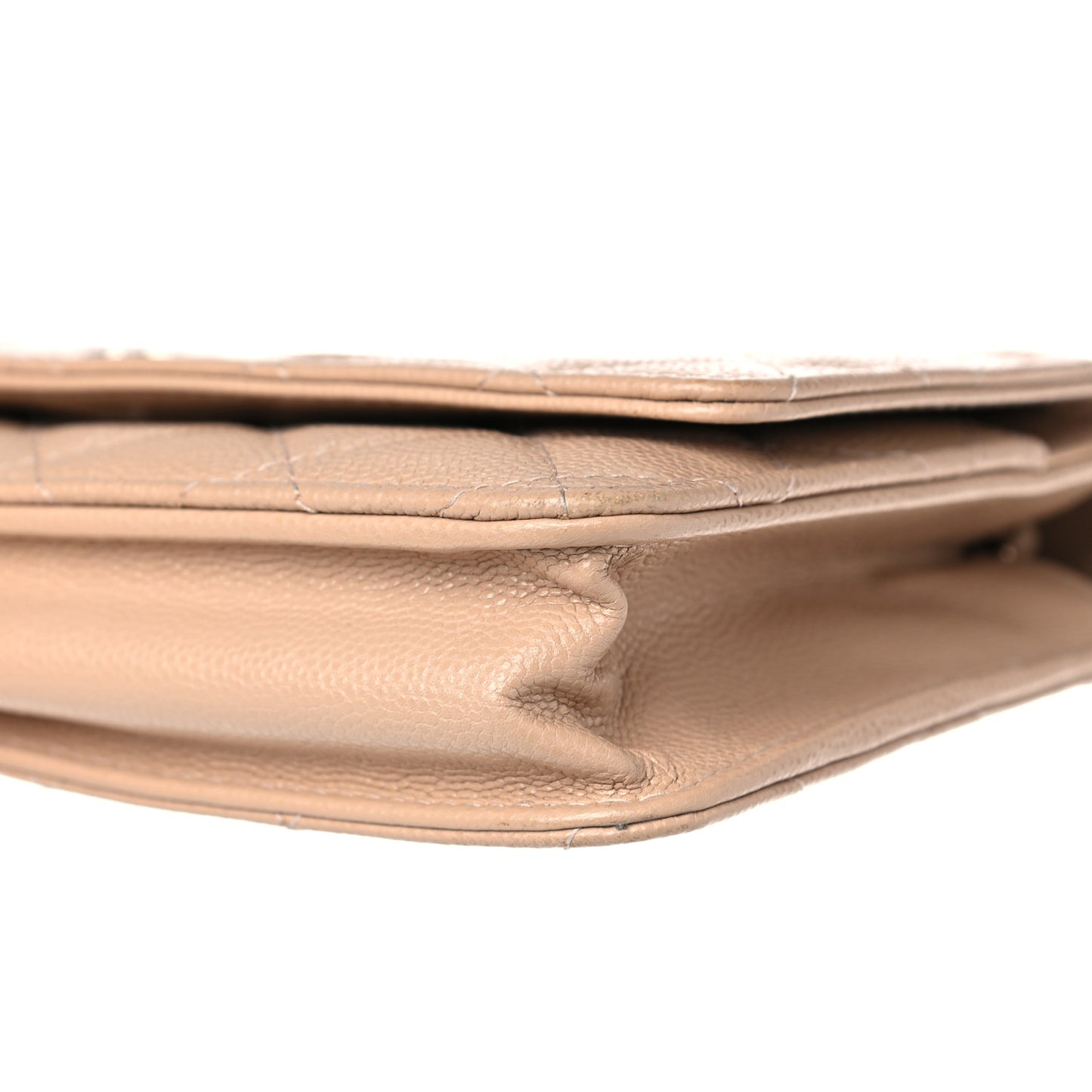 Caviar Quilted Wallet On Chain WOC Beige