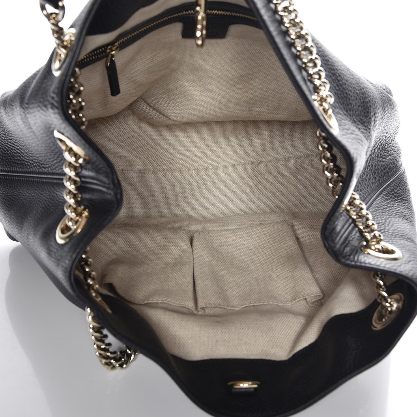 Pebbled Calfskin Medium Soho Chain Shoulder Bag Black