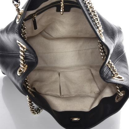 Gucci Pebbled Calfskin Medium Soho Chain Shoulder Bag Black 5 of 7