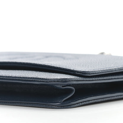 Chanel Caviar Timeless CC Wallet On Chain WOC Dark Blue 10 of 12