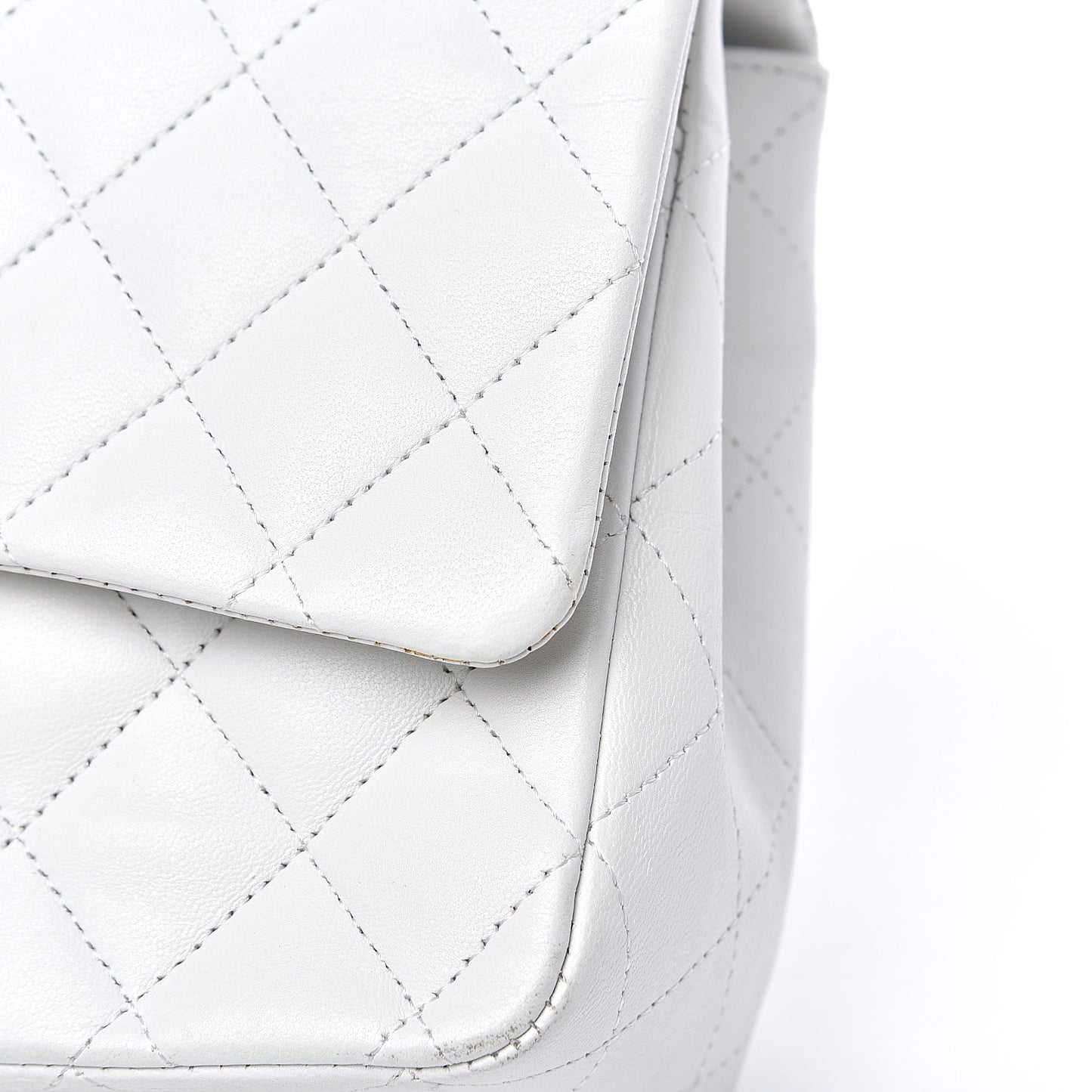 Lambskin Quilted Medium Single Flap White