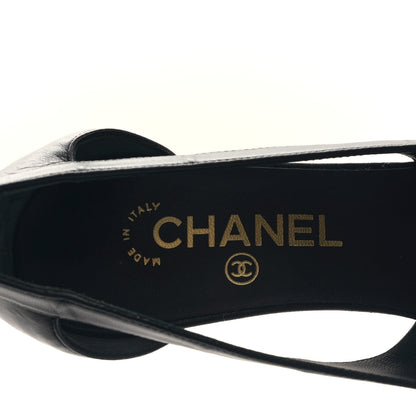 Chanel Lambskin Patent Calfskin Cap Toe CC Pumps 38.5 Black 7 of 8