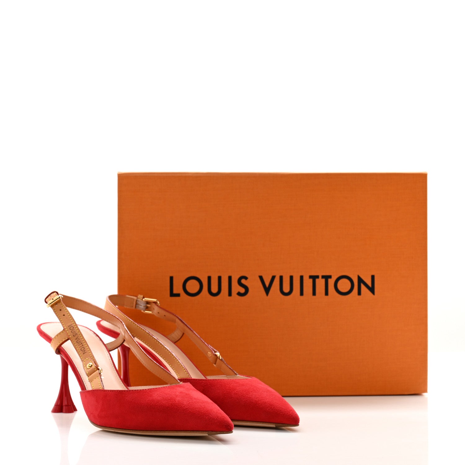 Louis Vuitton Suede Baby Goat Blossom Slingback Pumps 36 Rouge 11 of 11