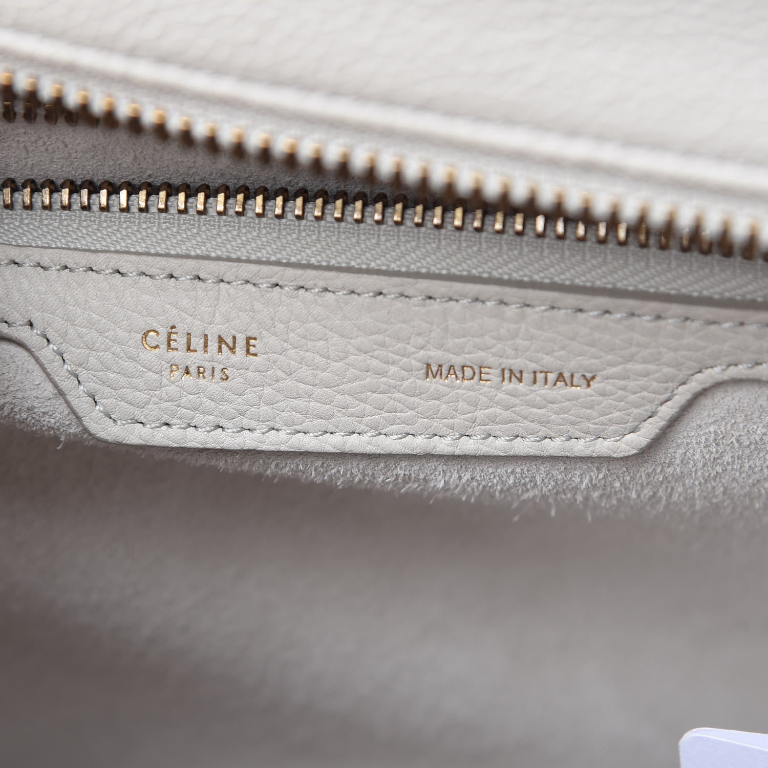 Celine Drummed Calfskin Micro Luggage Chalk 7 of 10