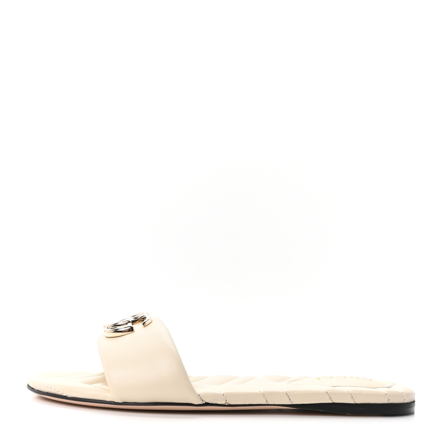 Gucci Nappa Matelasse GG Marmont Flat Slide Sandals 36.5 New Ivoire 1 of 10