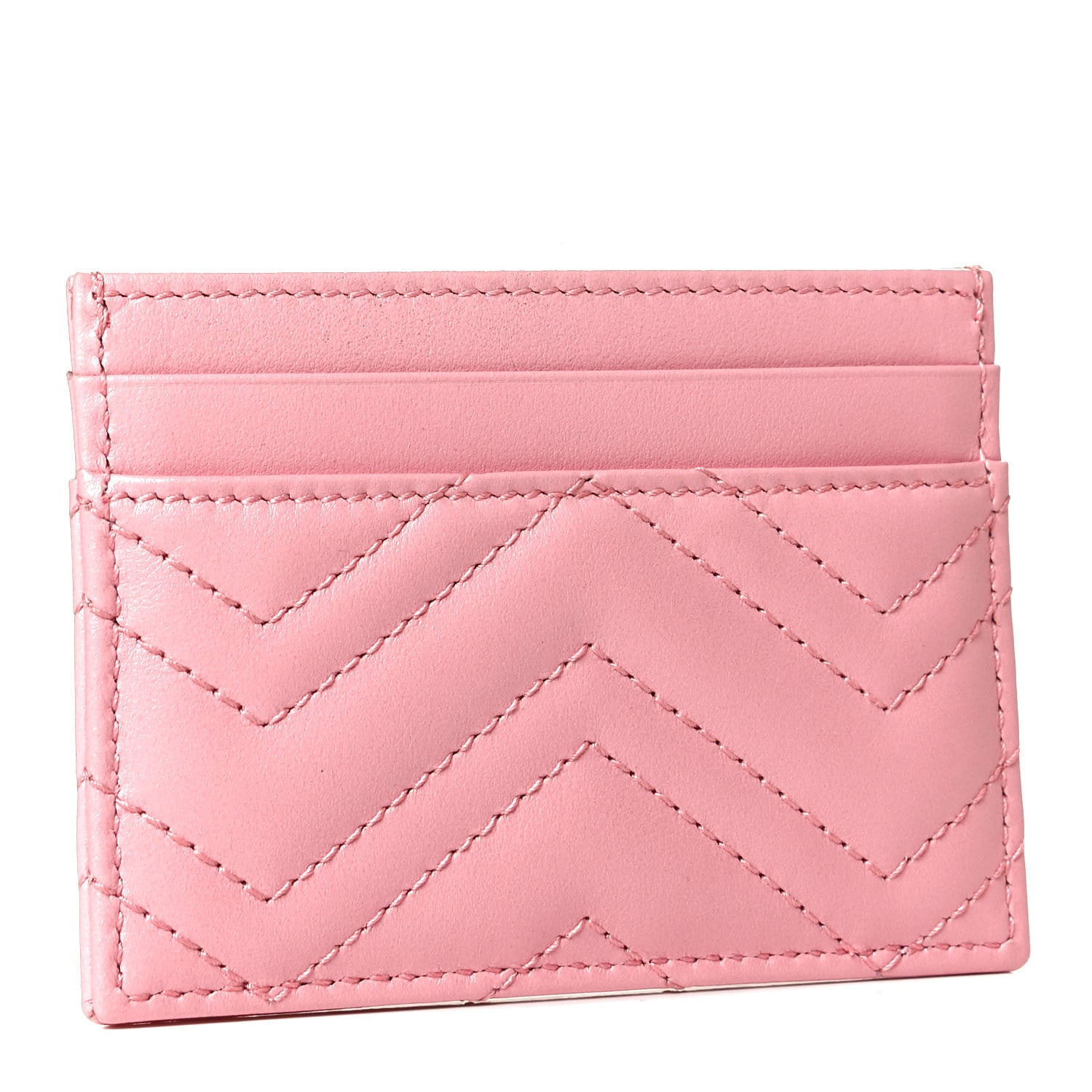 Gucci Calfskin Matelasse GG Marmont Card Holder Wild Rose 2 of 4