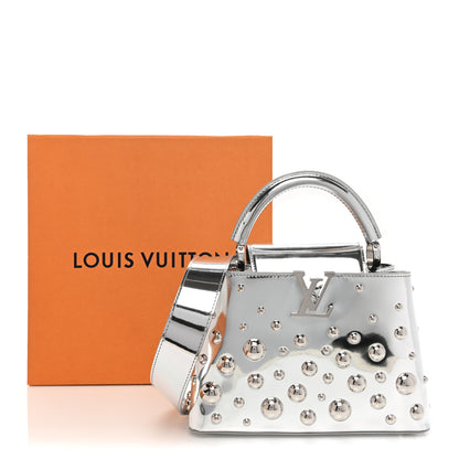 Louis Vuitton LV X YK Metallic Taurillon Brass Metal Dots Capucines BB Silver 15 of 15