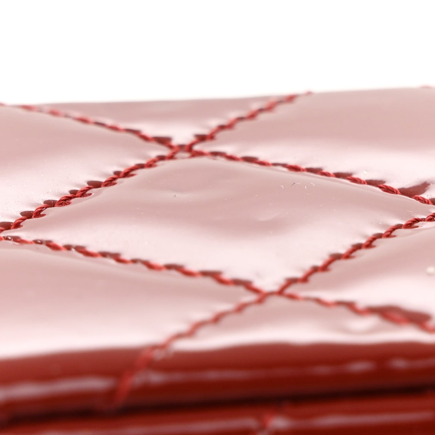 Patent Calfskin Quilted Mini Rectangular Flap Dark Red