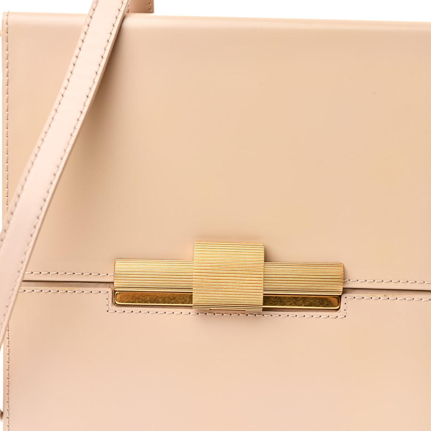 Calfskin Daisey Box Clutch  Beige