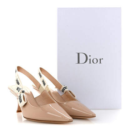 Christian Dior Patent Ribbon J'Adior Slingback 65mm Pumps 37.5 Nude 10 of 10