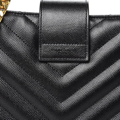 Saint Laurent Grain De Poudre Matelasse Chevron Monogram Shopping Bag Black 6 of 8