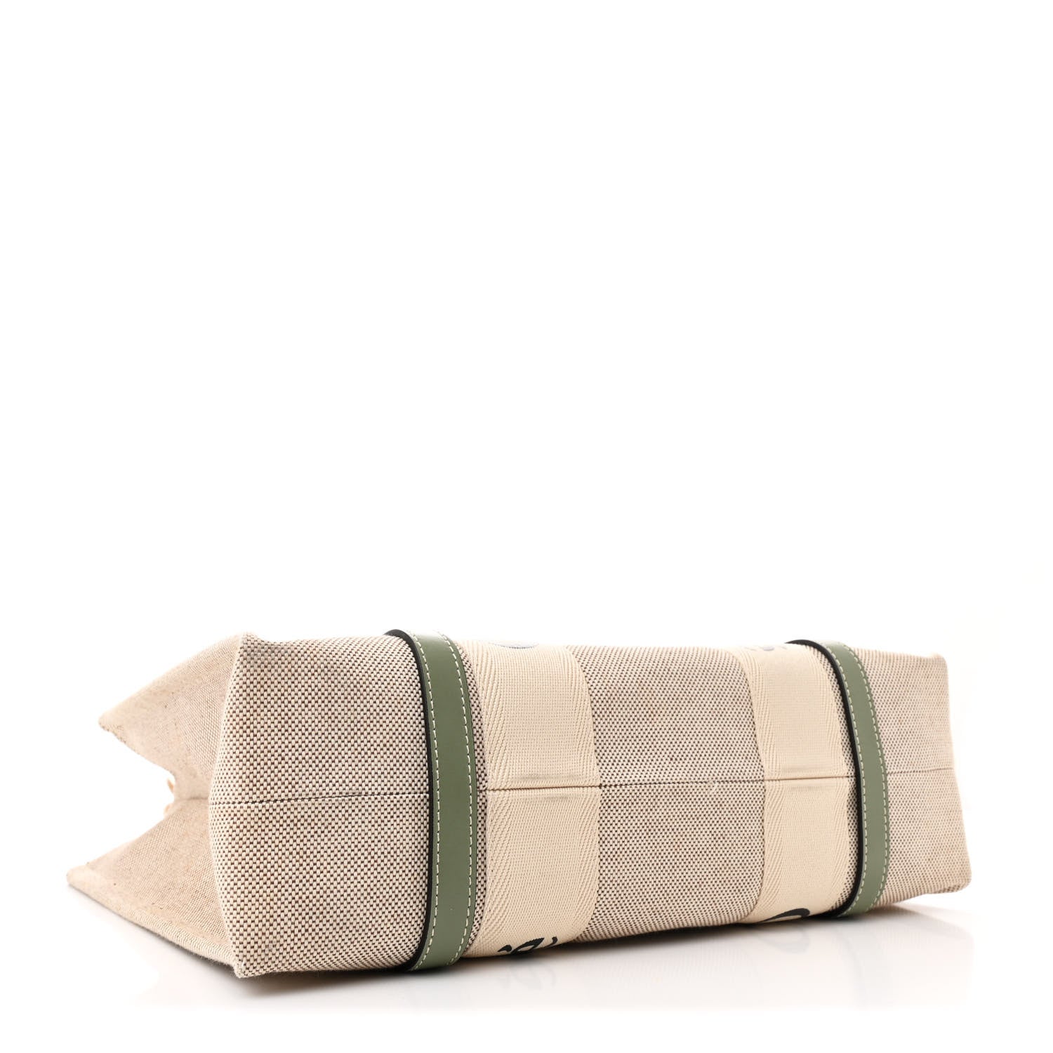 Chloe Cotton Calfskin Medium Woody Ribbon Tote White Green 4 of 10