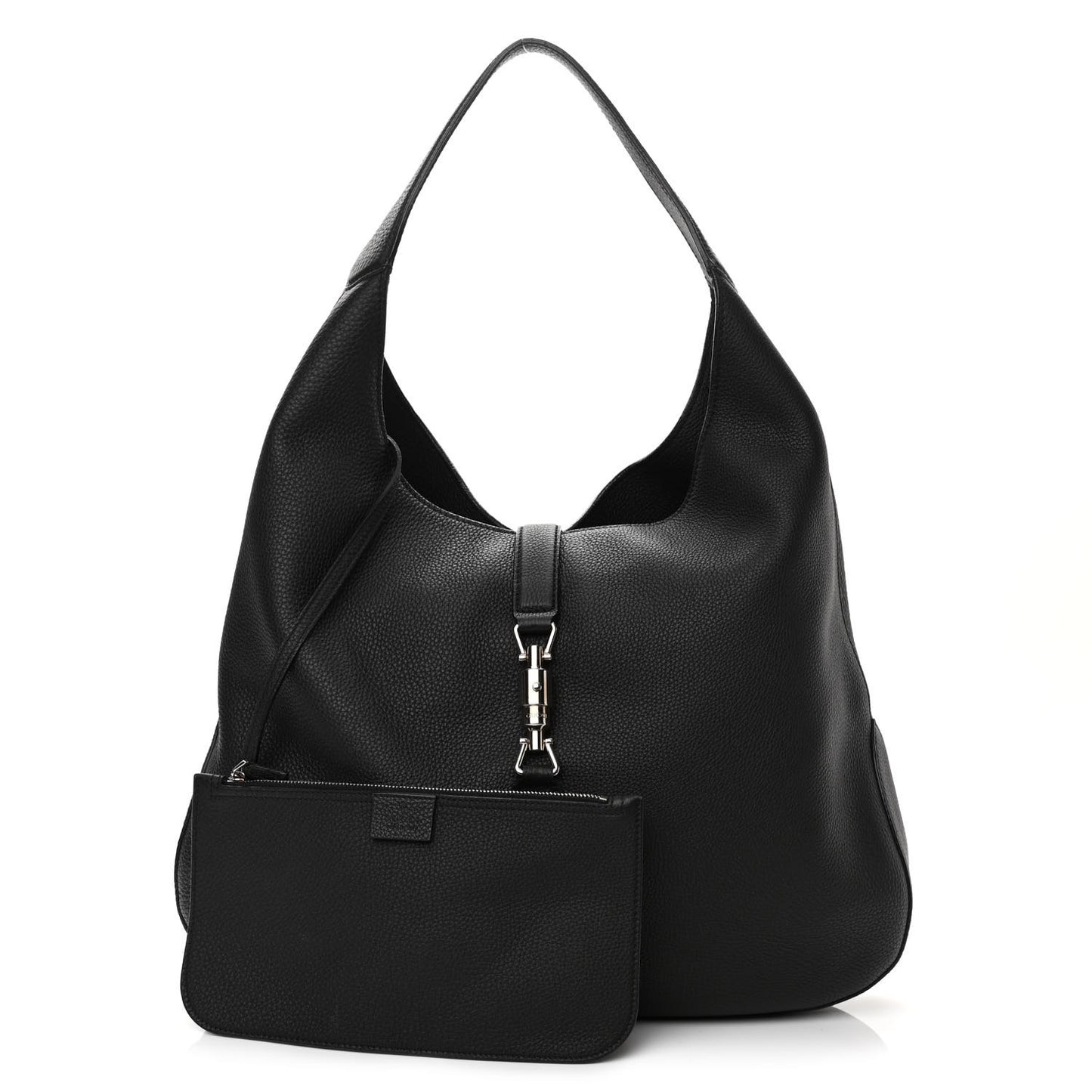 Soft Grained Calfskin Large Jackie Hobo Black