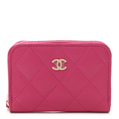 Chanel Caviar Quilted Zip Coin Purse Dark Pink 1 of 8