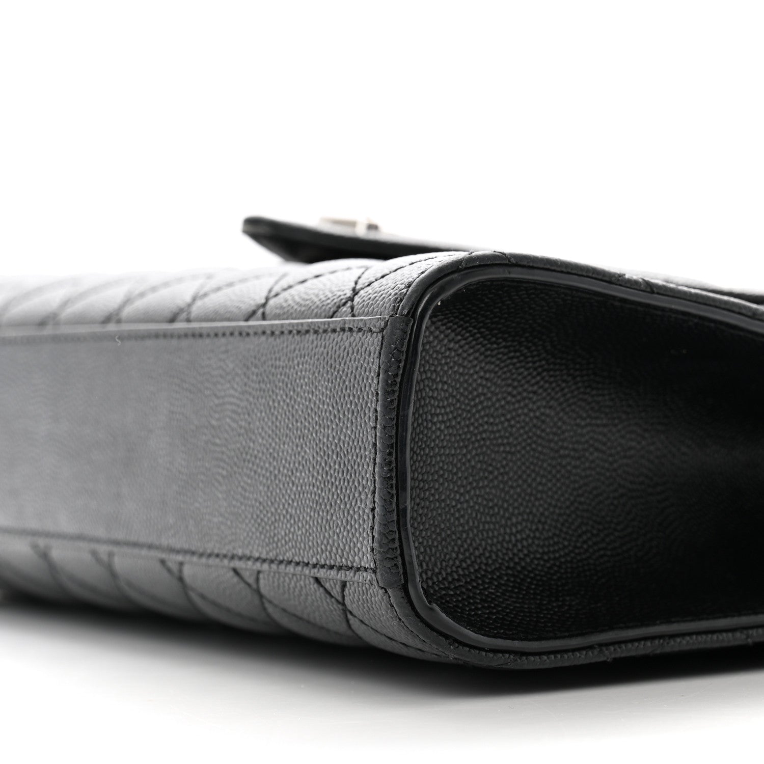 Saint Laurent Grain De Poudre Textured Mixed Matelasse Triquilt Medium Monogram Satchel Black 10 of 14