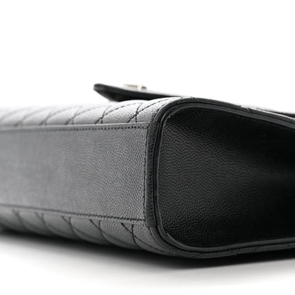Saint Laurent Grain De Poudre Textured Mixed Matelasse Triquilt Medium Monogram Satchel Black 10 of 14