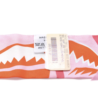 Hermes Silk Sea Surf and Fun Twilly Rose Vermillon Menthol 2 of 4