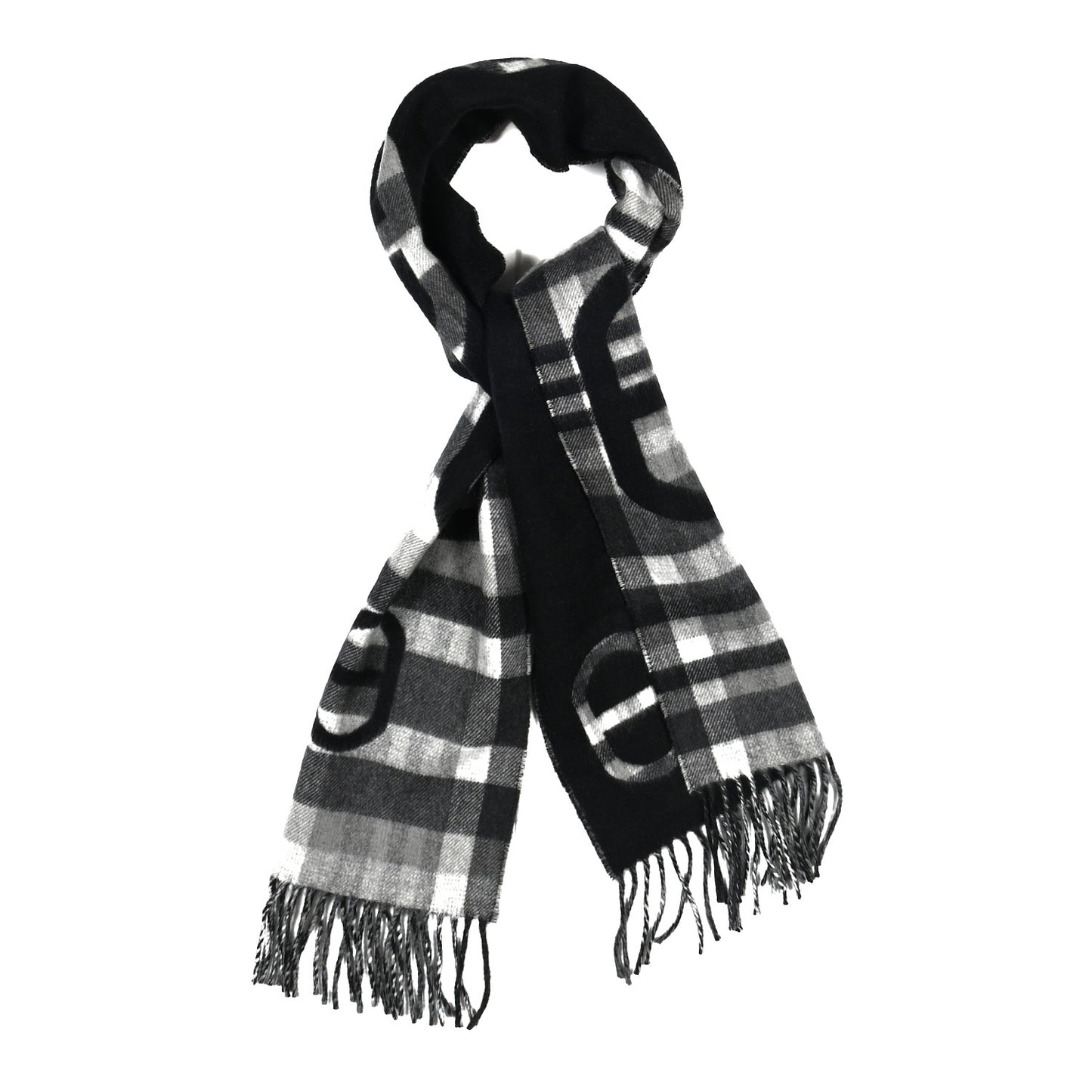 Cashmere Tartan Maillons Muffler Black Grey