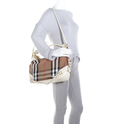 Burberry House Check Bridle Calfskin Small Ledbury Hobo White 2 of 10