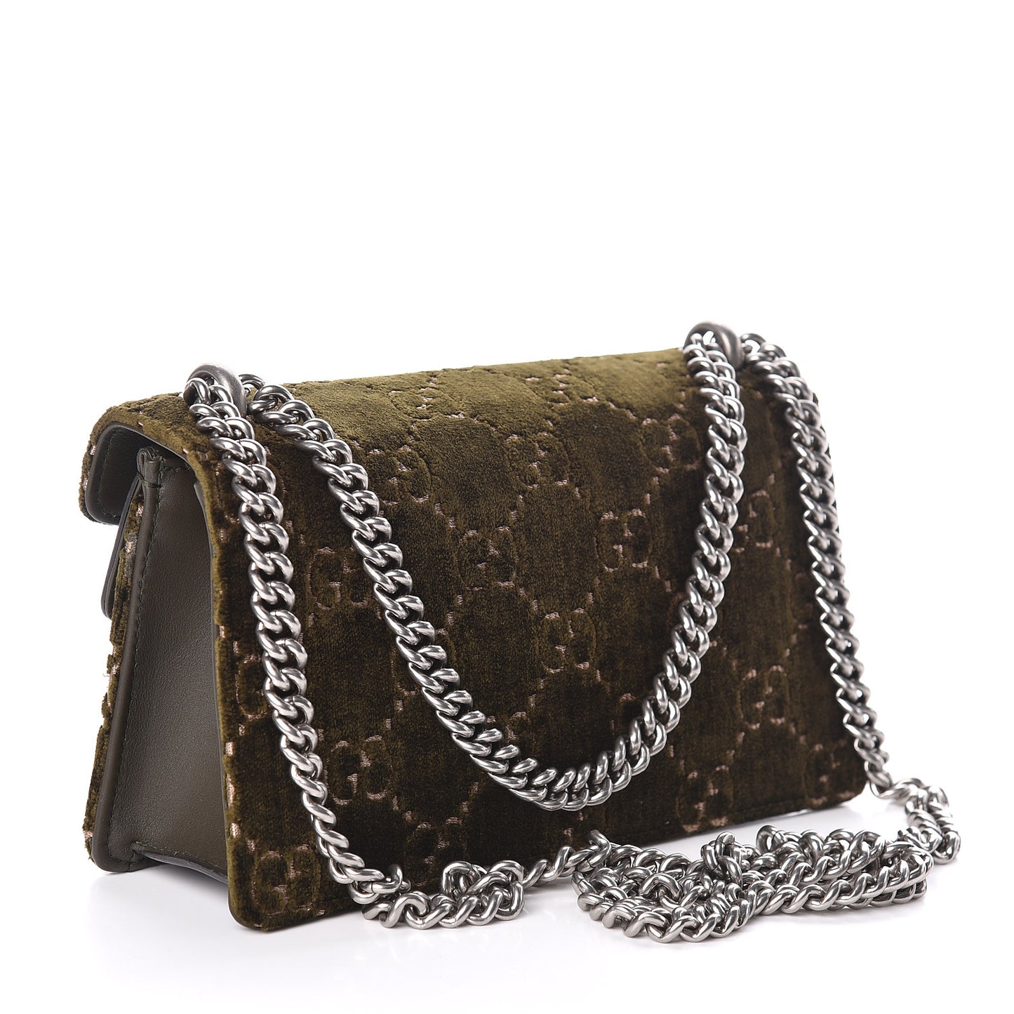Velvet Moon Calfskin Crystal GG Monogram Small Dionysus Shoulder Bag Dark Olive Rose Gold