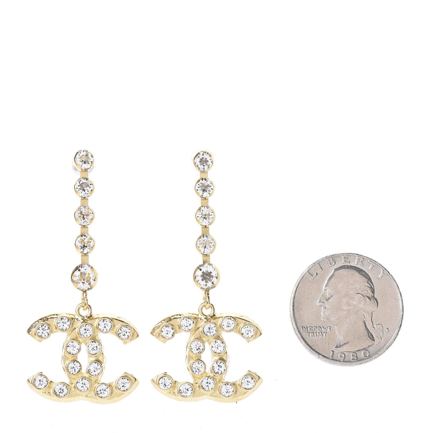 CC Crystal Drop Earrings Gold