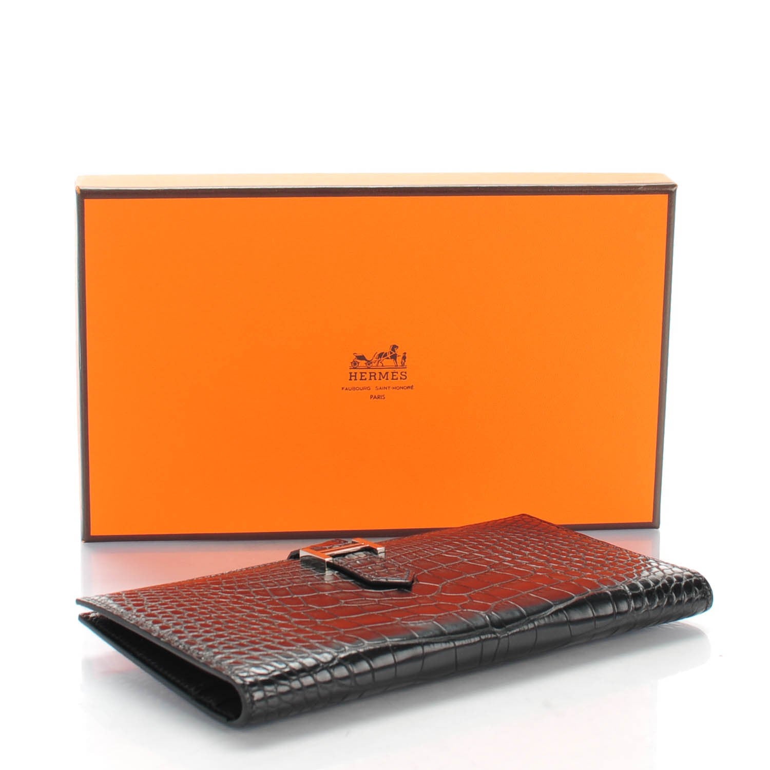 Hermes Matte Alligator Bearn Wallet Black 4 of 8