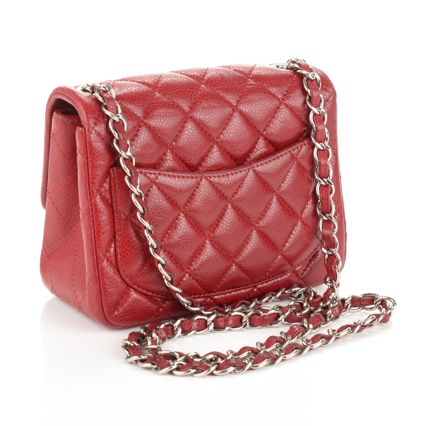 Caviar Quilted Mini Square Flap Red