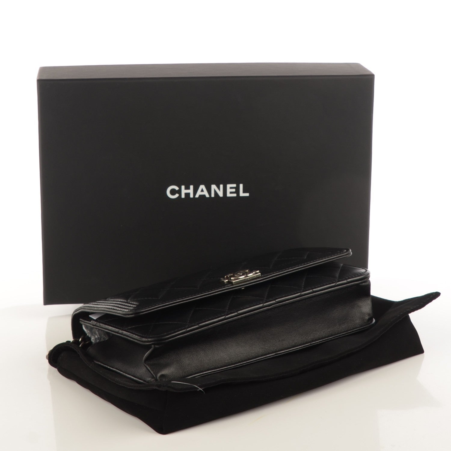 Chanel Lambskin Quilted Boy Wallet On Chain WOC Black 4 of 8