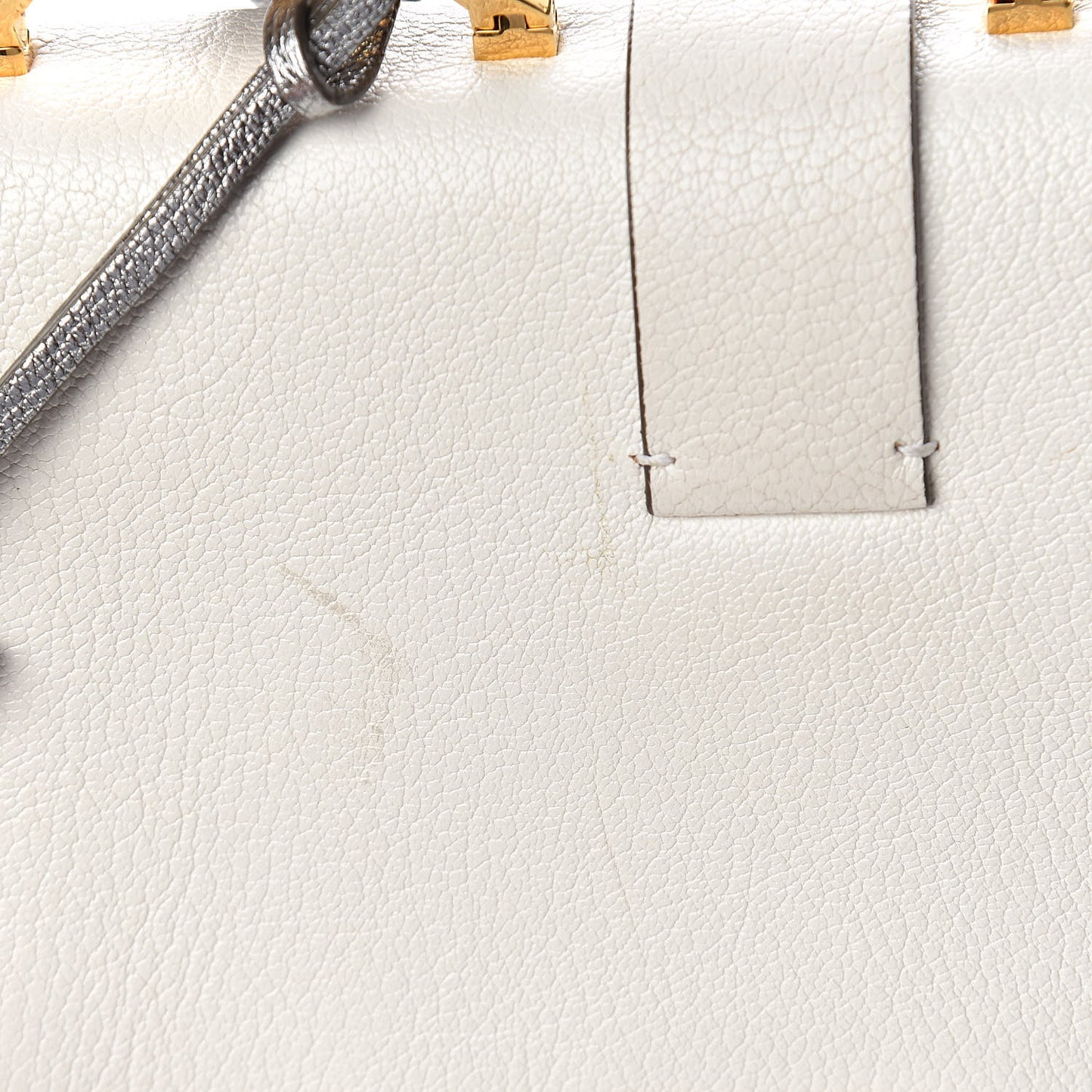 Goatskin Bandoliera Madras Bi-Color Shoulder Bag Chrome White