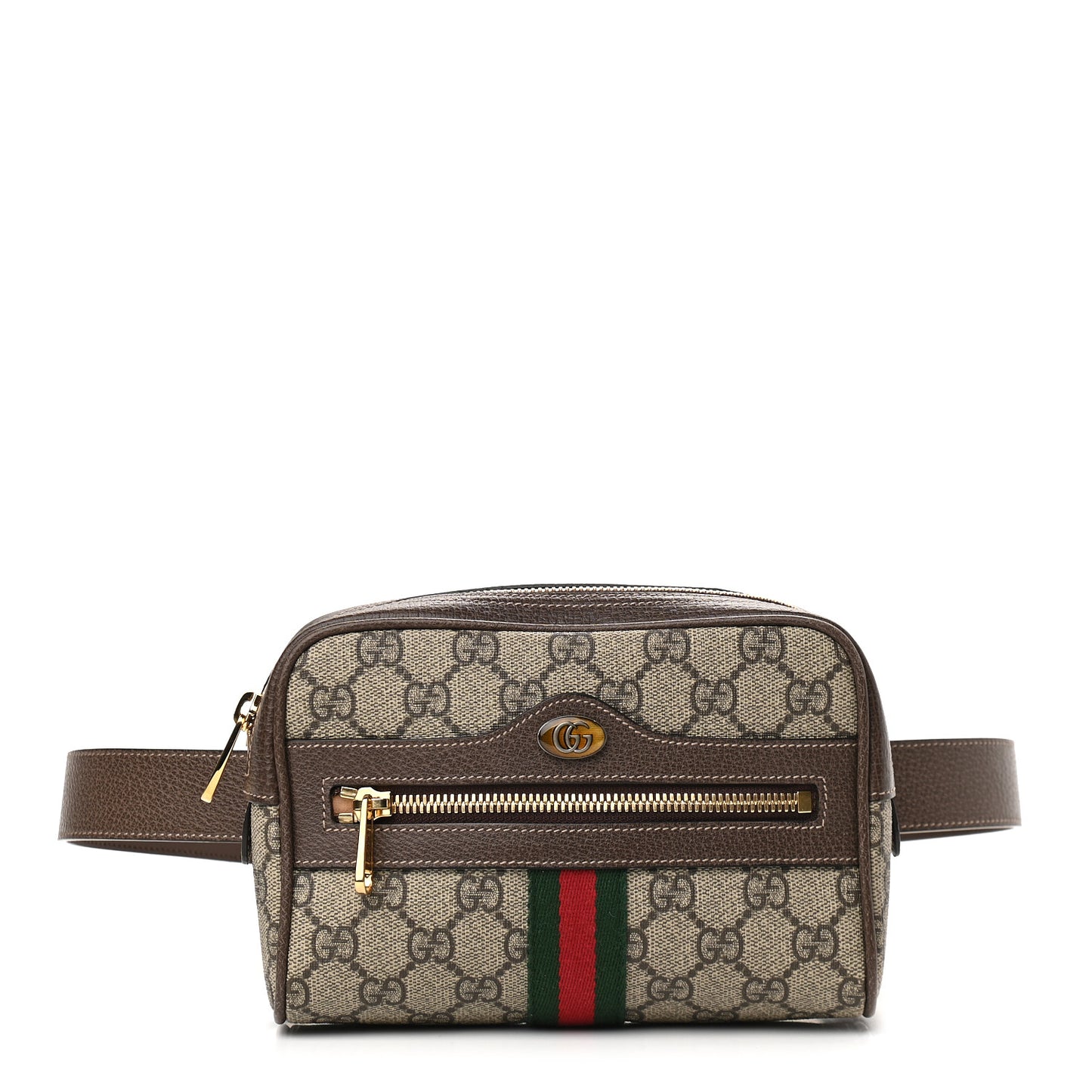 GG Supreme Monogram Web Small Ophidia Belt Bag 85 34 Dark Brown
