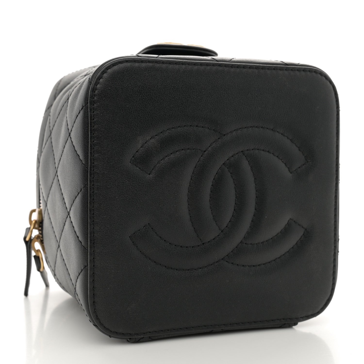 Chanel Calfskin Quilted Small Vanity Case With Chain Black 4 of 12
