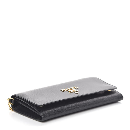 Prada Vitello Move Metal Oro Chain Wallet Black 4 of 9