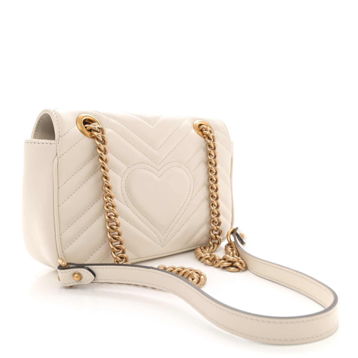 Calfskin Matelasse Mini GG Marmont Shoulder Bag White