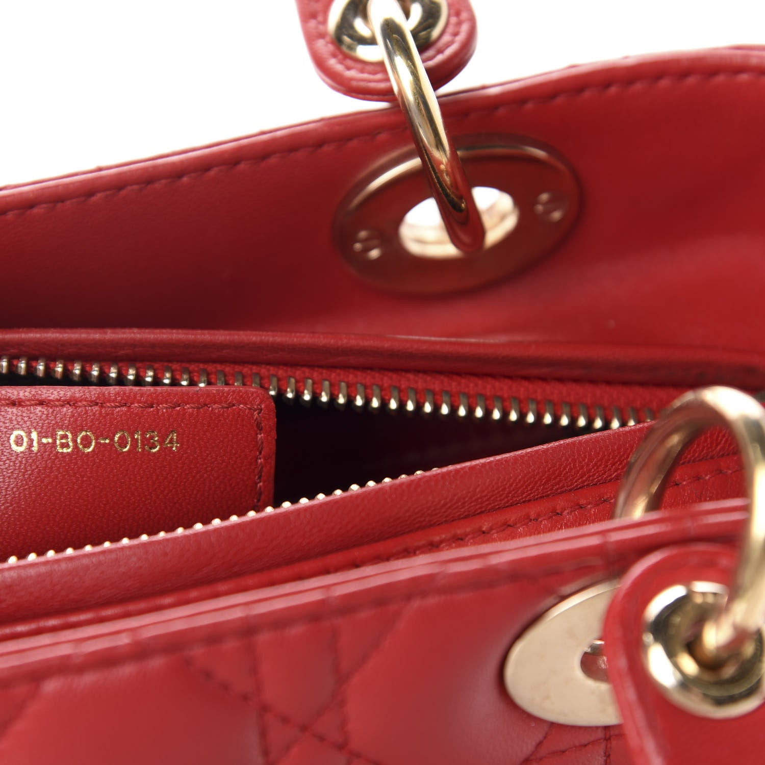 Christian Dior Lambskin Cannage Medium Lady Dior Red 9 of 10