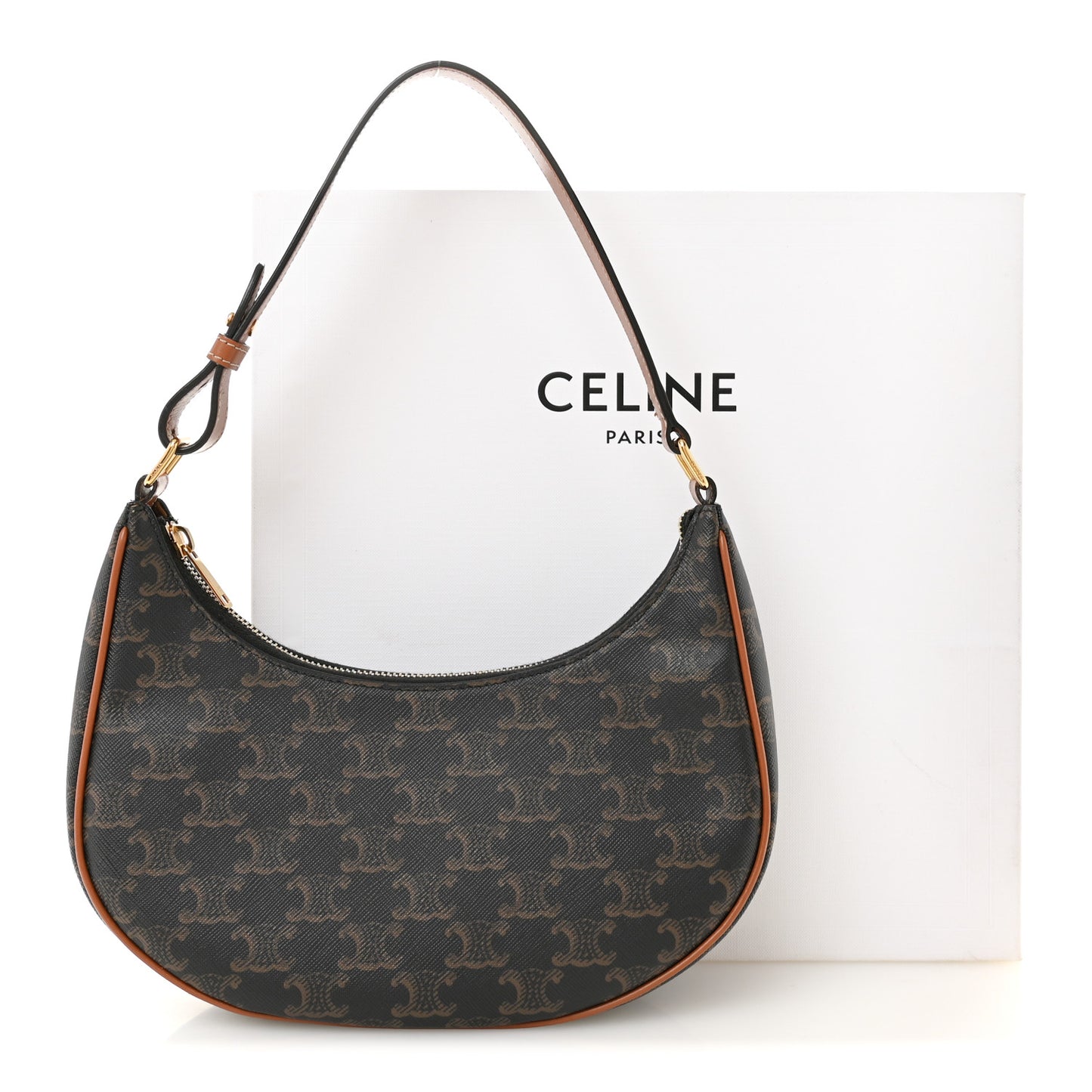 Triomphe Canvas Calfskin Ava Shoulder Bag Tan
