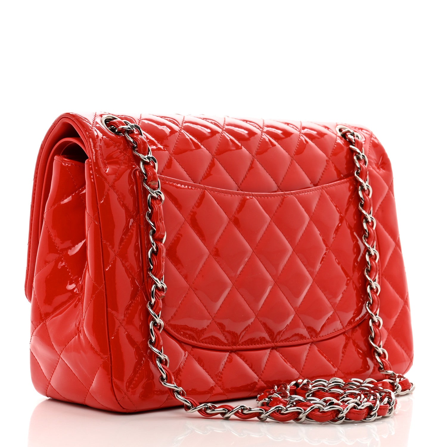 Chanel Patent Quilted Jumbo Double Flap Red 3 of 12