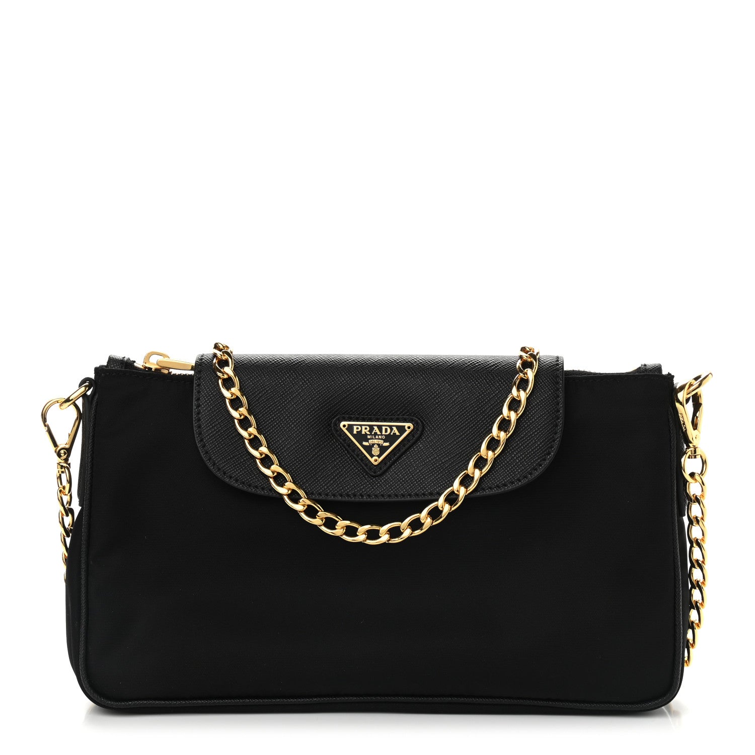 Prada Tessuto Nylon Saffiano Crossbody Bag Black 1 of 9