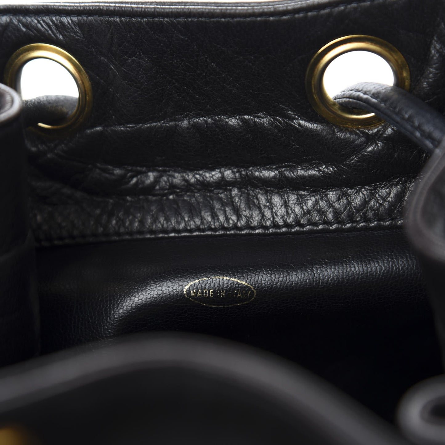 Lambskin Drawstring Bucket Bag Black