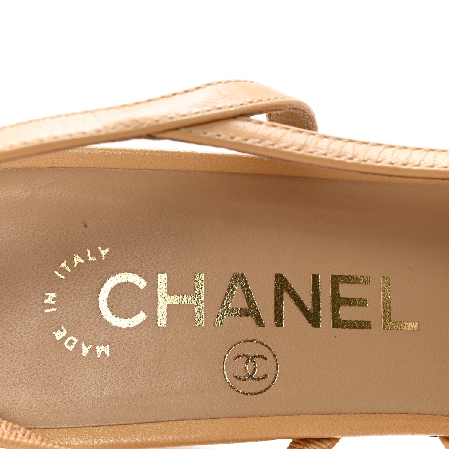 Chanel Goatskin Grosgrain Cap Toe CC Slingback Pumps 38 Beige Black 8 of 10