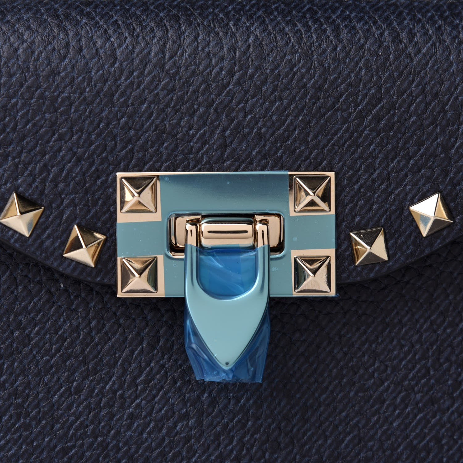 Valentino Garavani Pebbled Calfskin Medium Rockstud Flip Lock Crossbody Bag Deep Denim 6 of 8