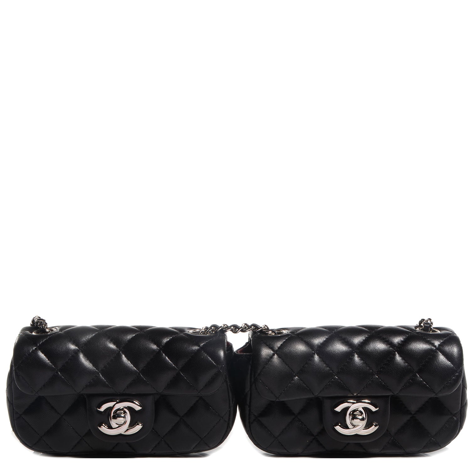 Chanel Lambskin Quilted Double Mini Flap Crossbody Black 1 of 9