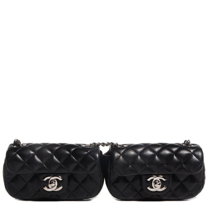 Chanel Lambskin Quilted Double Mini Flap Crossbody Black 1 of 9