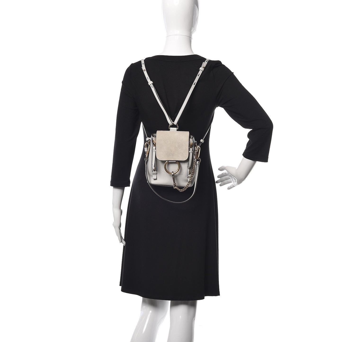 Suede Calfskin Mini Faye Backpack Airy Grey