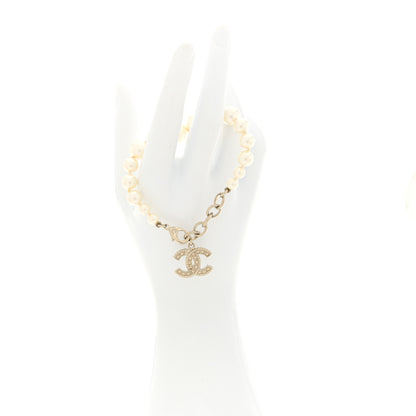 Chanel Graduated Pearl Crystal CC Bracelet Gold 2 of 5